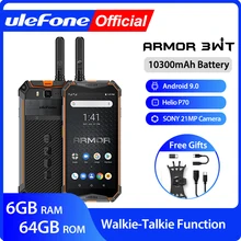 Ulefone-Móvil inteligente Armor 3WT, resistente, con walkie-talkie, Android 9.0, 6GB de RAM, 64GB de ROM, batería de 10300mAh, NFC, 4G, Globalvision