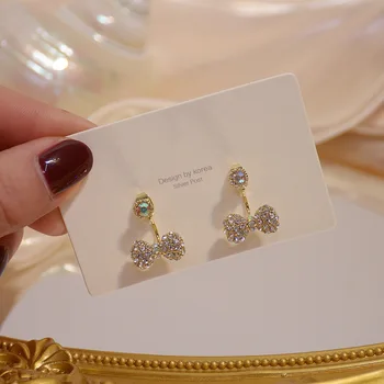 

Shiny Side New Accessories Crystal Knot Stud Earrings for Women Fashion Jewelry Cute Small Zirconia Earrings