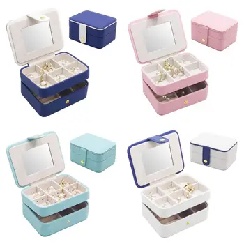 

Simple Portable Double Layer Jewelry Box Earrings Ring Bracelet Storage Place Multipurpose Rectangle Finishing Boxes Cosmetic Ca