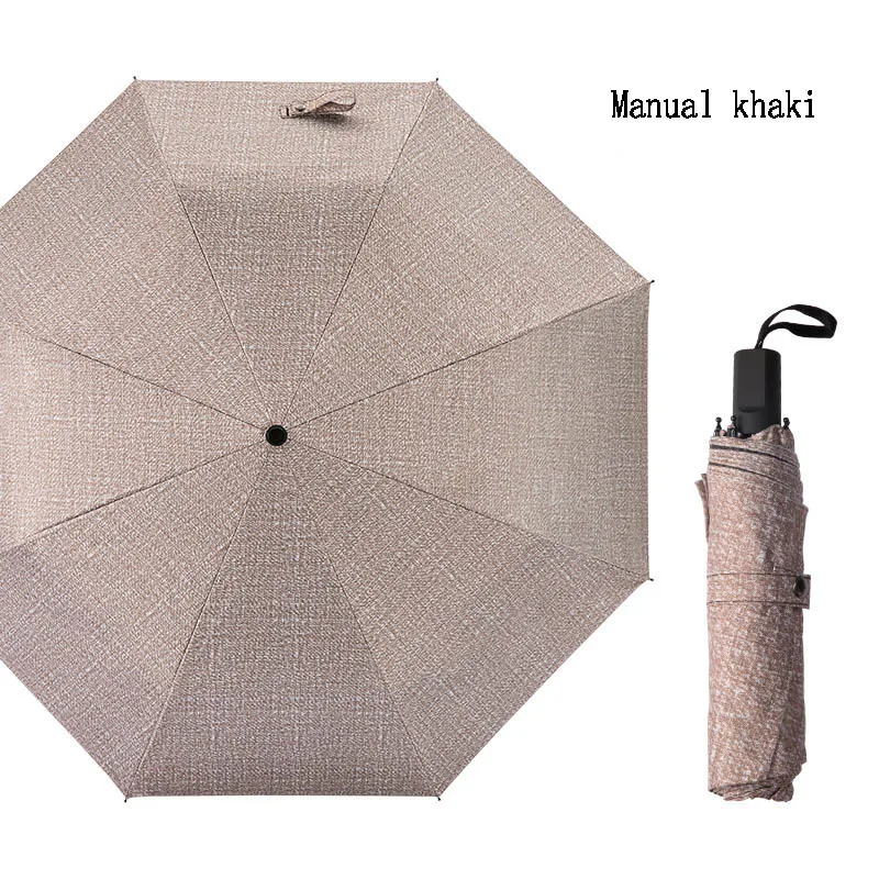 Manual khaki Модные Для мужчин Автоматический складной зонтик дамы переносной зонт от солнца большой Ветрозащитный зонтик 3 раза 8K зонтик для путешествий - Цвет: Manual khaki