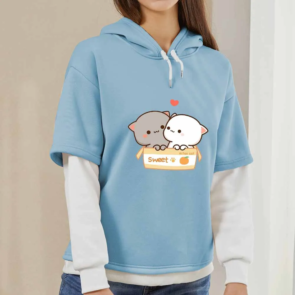 

Oversized Hoodies for Women Cute Cat Print Pullover Funny Kawaii Aesthetic Cartoon Graphic Sweatshirt Womens Clothes