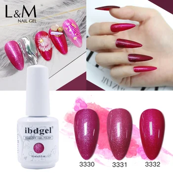 

3 pcs ibdgel white bottle Shining Purple Gel Series UV soak off led shimmer colors Art Sparkling Nails Gel Polish set 15ML