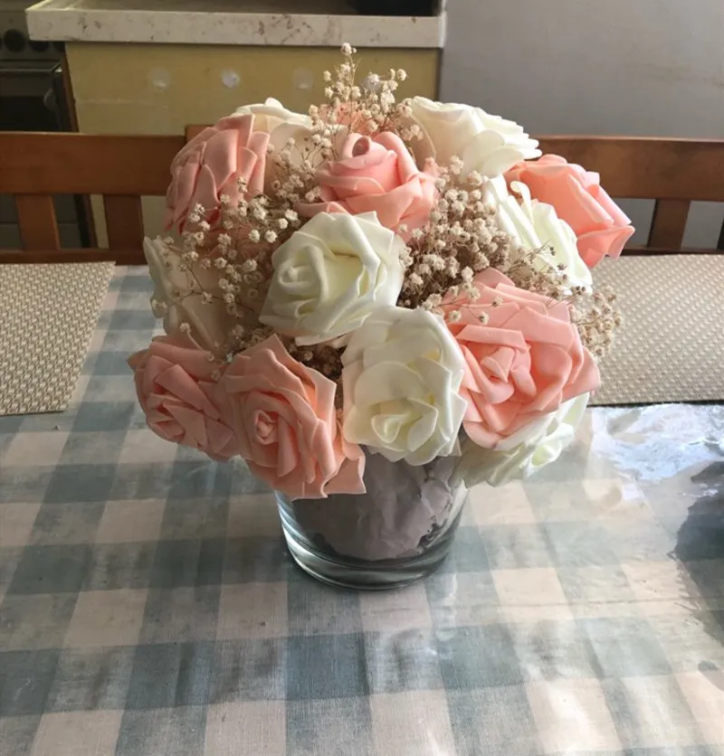 10/20pcs 6cm PE Foam Rose Flowers Artificial Flowers For Home Wedding Deco Bride Bouquet Scrapbooking DIY Birthday Gift Supplies