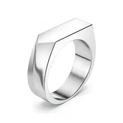 Jiayiqi Men's Punk Rock Stainless Steel Signet Ring - Bold Hip Hop Party Jewelry - 12 (Silver Irregular)