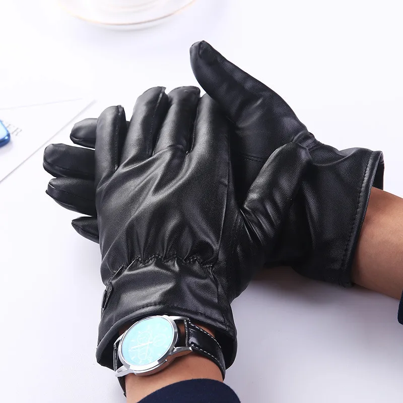 1 пара кожаных перчаток черные женские мужские теплые кожаные перчатки зимние Мотоциклетные Перчатки - Цвет: Man