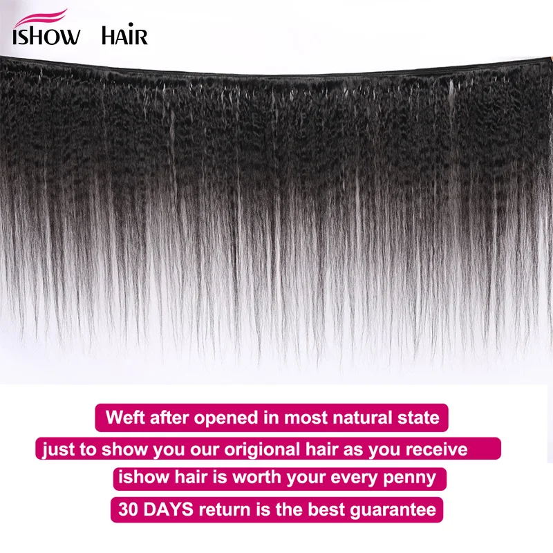 Skup Ishow perwersyjne proste włosy wiązki z zamknięciem Yaki proste włosy ludzkie wiązki z zamknięciem brazylijski włosy wyplata wiązki nie Remy