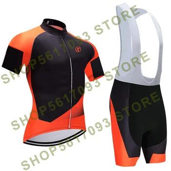 

2020 TEAM ORANGE sobycle Cycling wear Bike jersey Ropa Ciclismo Quick Dry Mens 20D gel pads cycling jersey shorts set