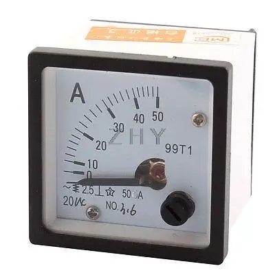 

99T1 DC 50A Rectangle Analog Panel Ammeter Gauge Amperemeter Class 2.5