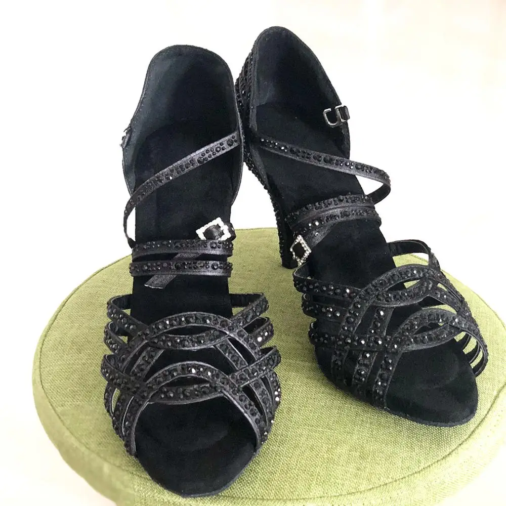Вечерние для Бальных и латиноамериканских танцев Черные каблуки Сальса Бачата кизомба Румба Танцы тренировочные женские 2 дюйма 3,5 дюйма 6 дюймов 10 см туфли для танцев бачата танцевальная обувь Туфли для латины