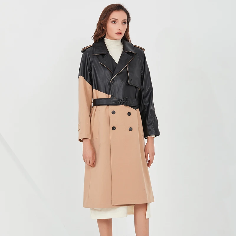 TWOTWINSTYLE Patchwork Windbreaker For Women Lapel