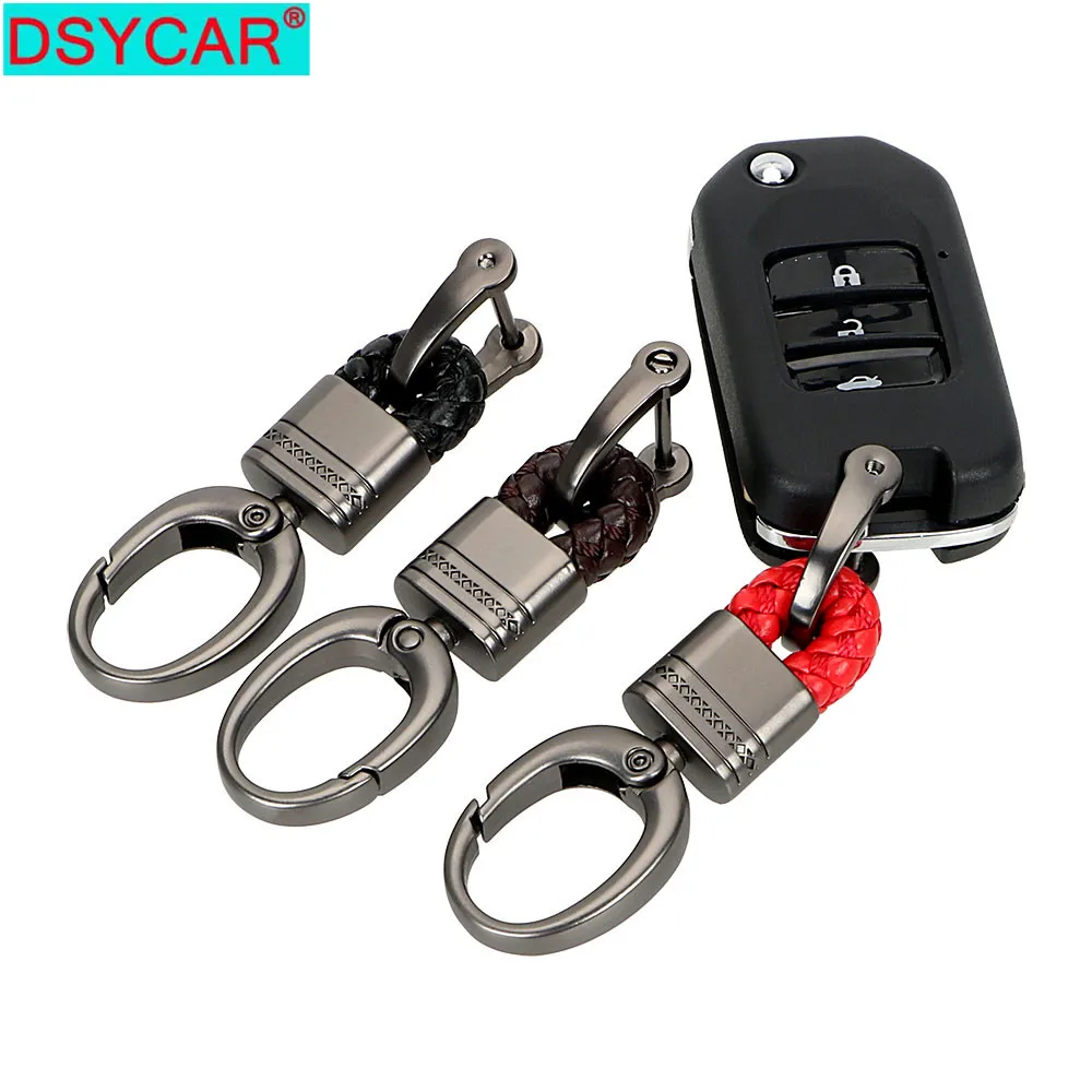 DSYCAR 1 шт. кожаный ремешок из микрофибры Плетеный для ключей цепочка кольца
