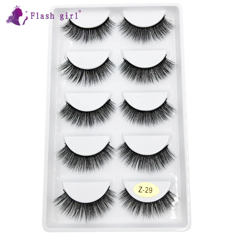 

Flash GIRL Hot sale Flash Girl Z series Z29 5 pairs Fine handmade 3D Mink False EyelashesC