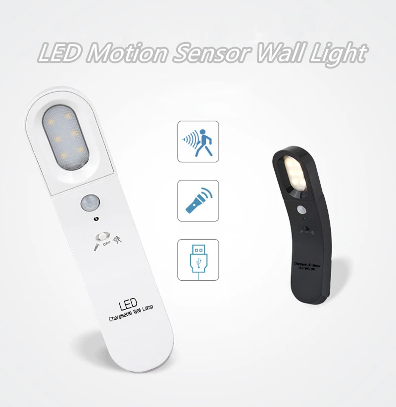 

Portable Led Wall Lamps Bedside Lamp Modern Night Light USB Charging LED Motion Sensor Human Body Induction Emergency Flashlight