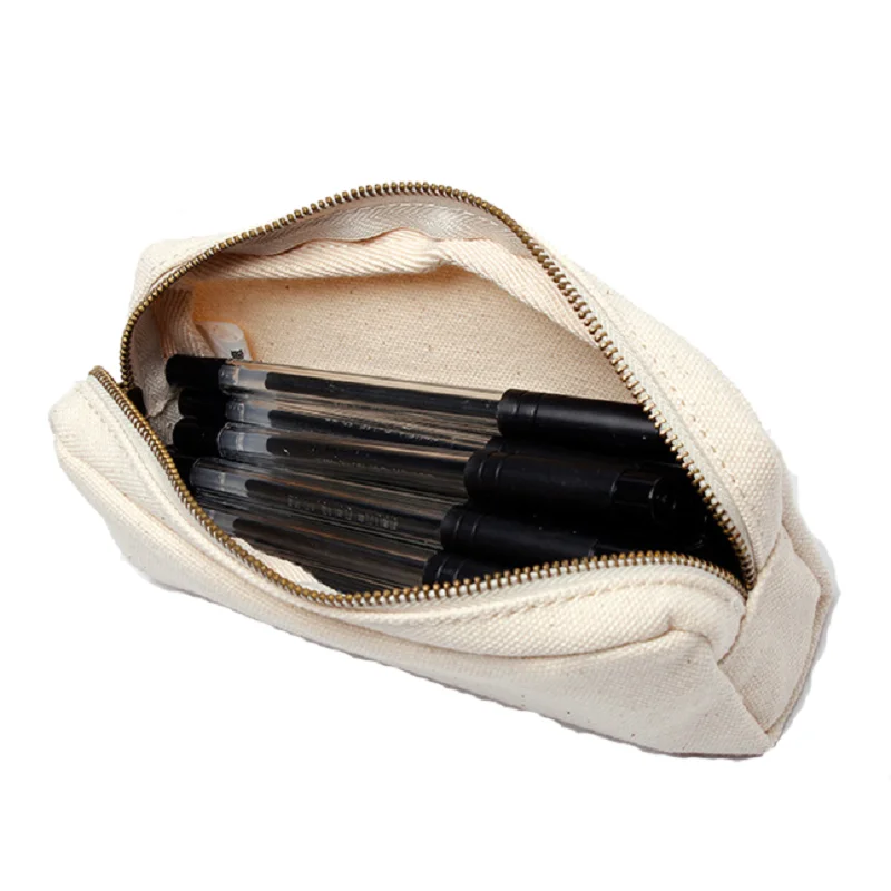 Compact Pencil Case Slim Pencil Pouch Leather Zipper Pen, Pencil & Cosmetic  Case - Pouch Stationery Bag