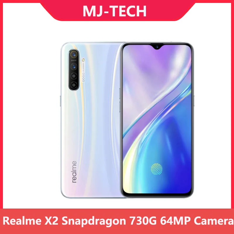 Realme X2 6 ГБ 64 Snapdragon 730G 64MP Камера 4 ''Full Экран NFC OPPO мобильного телефона VOOC 30 Вт