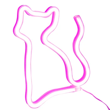 

USB Battery Operated Kids Room Atmosphere Lamp PC Cat Shaped LED Signs Neon Light Gift Low Voltage Home Bedroom Wall Decor Party