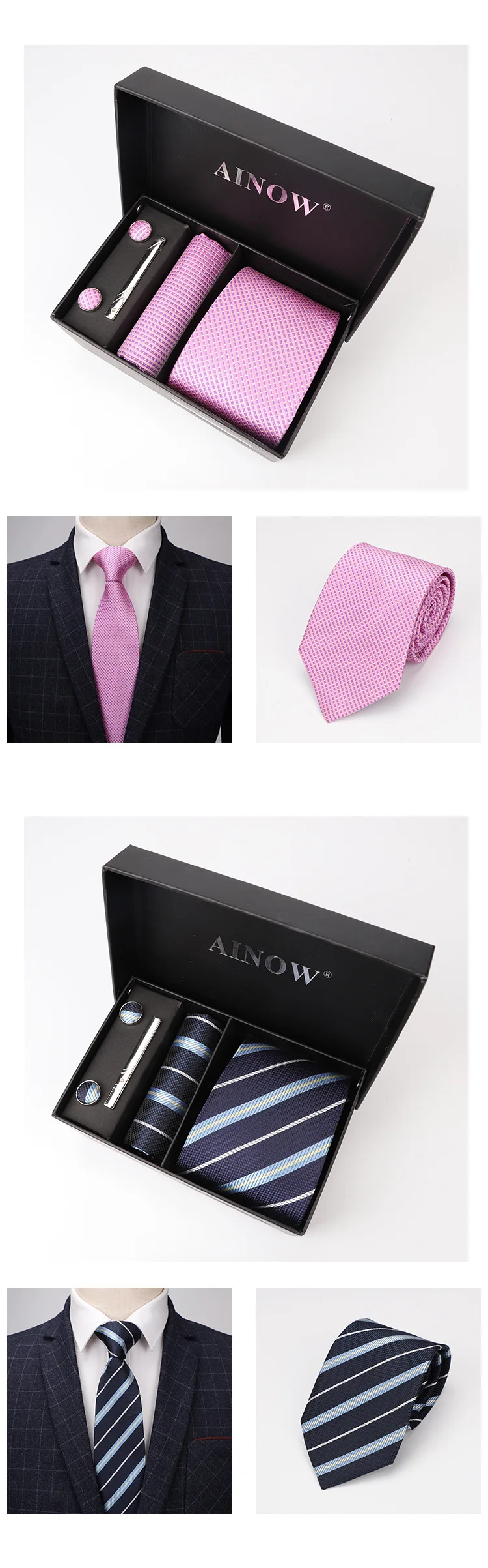 Галстуки для мужчин 8 см мужской подарок для мужчины коробка набор формальное платье Галстуки и носовой платок запонки зажимы для галстука Набор оптом Лот