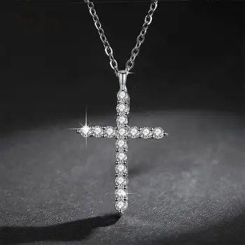 

SODROV New Fashion 925 Sterling Silver Cross AAA Zircon Chain Link Pendant Necklaces For Women 925 Silver Fine Jewelry HN033