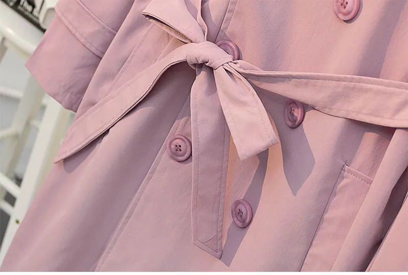 Autumn trench coat women plus size bust 150cm 5XL 6XL 7XL 8XL 9XL coat women pink blue colors