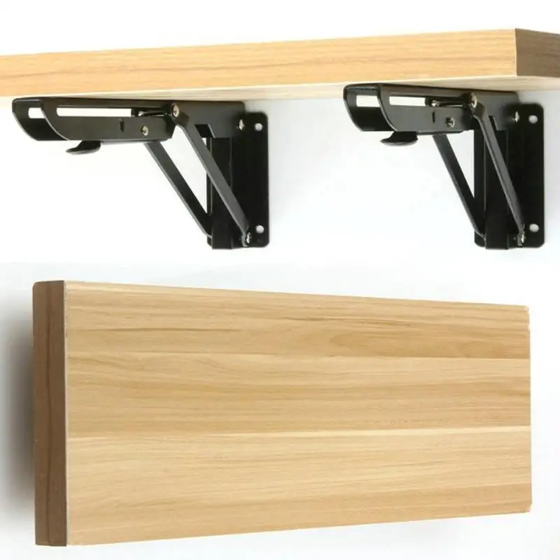 

2Pcs 8/10Inch 50-60kg Load Triangular Folding Bracket Metal Release Catch Support Bench Table Folding Shelf Bracket Home