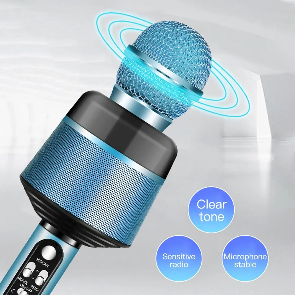 Q008 беспроводной Bluetooth микрофон с мигающими огнями портативный ручной динамик для