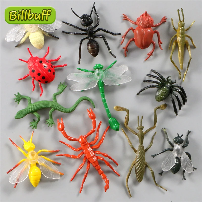 12pc Simulation Insect Model Set ABS Solid Spider Ant Dragonfly Scorpion Model Action Figures Educational Toys for Children Gift