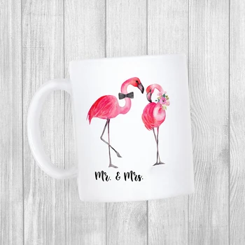 

Mr Mrs Just Married Couple Newlywed bride groom Husband wife Lover Wedding Anniversary decoration Flamingo Mug Gift present