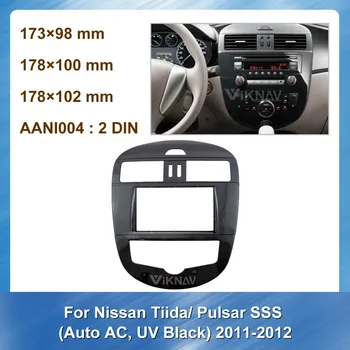 

Car Radio Fascia for Nissan Tiida Pulsar SSS AUTO AC UV Black 2011-2012 DVD frame Dash Mount Kit Adapter Trim Facial Panel
