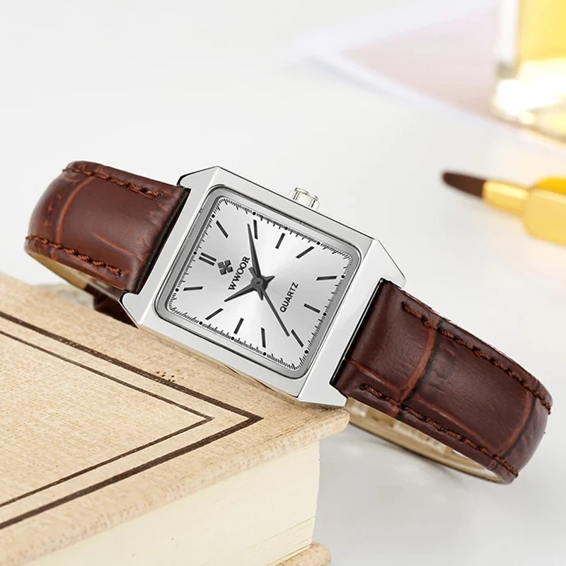 

Top Brand WWOOR Luxury Fashion New Ladies Wristwatch Square Minimalist Bracelet Small Dial Leather Dress Women Watch Reloj Mujer