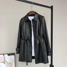 Nerazzurri кожаная куртка женская большого размера Куртки из искусственной кожи женские с длинным рукавом шнурок Осень женская одежда плюс размер пу кожаная куртка экокожа 4xl 5xl 6xl черное пальто косуха женская