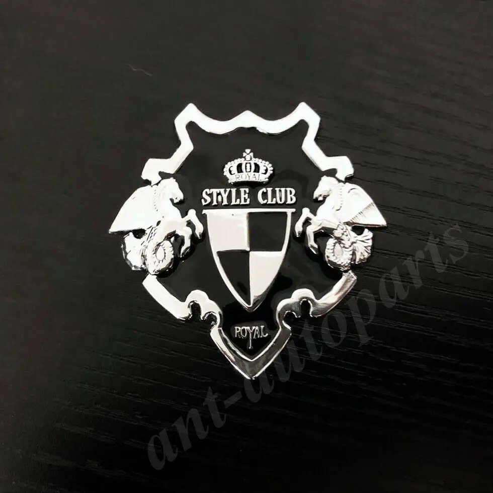 3D Metal Chrome Royal Style Club VIP Shield Car Auto Front Grille Emblem Badge