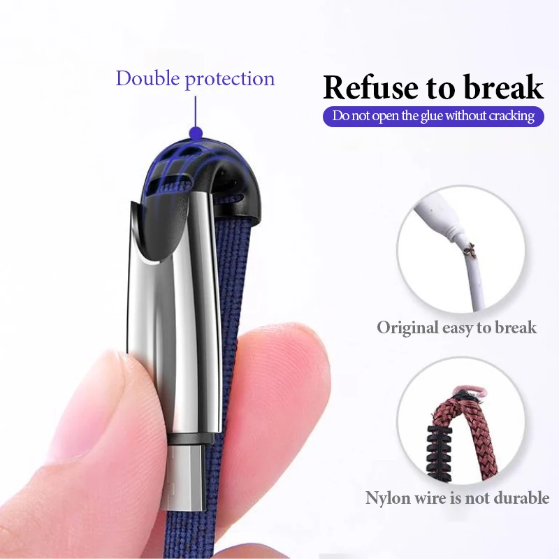 Кабель для быстрой зарядки 1 м 2 м type C type-C type C Micro USB кабель мобильного телефона USB шнур 3A нейлоновое зарядное устройство данные андроида линия