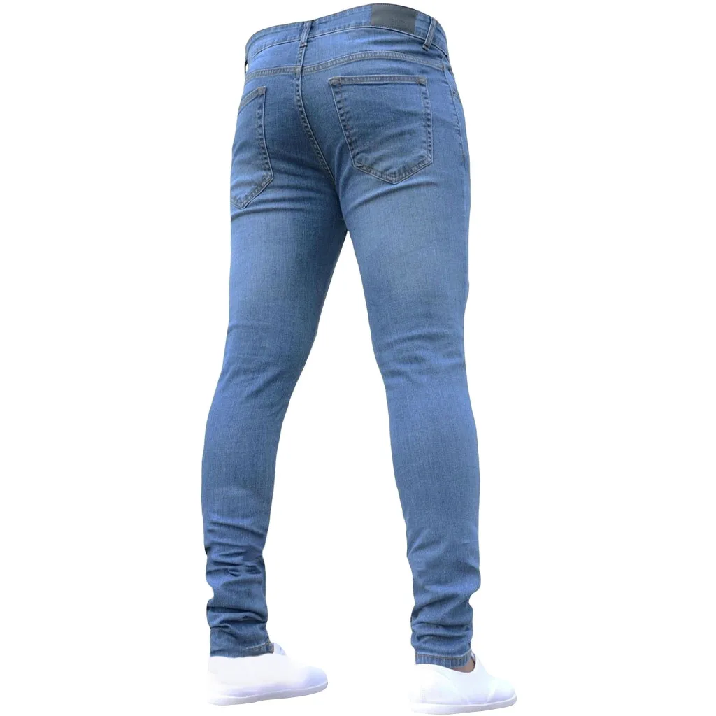 Skinny Jeans Men Pure Color Denim Cotton Vintage Wash Hip Hop Work Trousers Pants S-4XL Plus Size Winter Autumn jeans homme