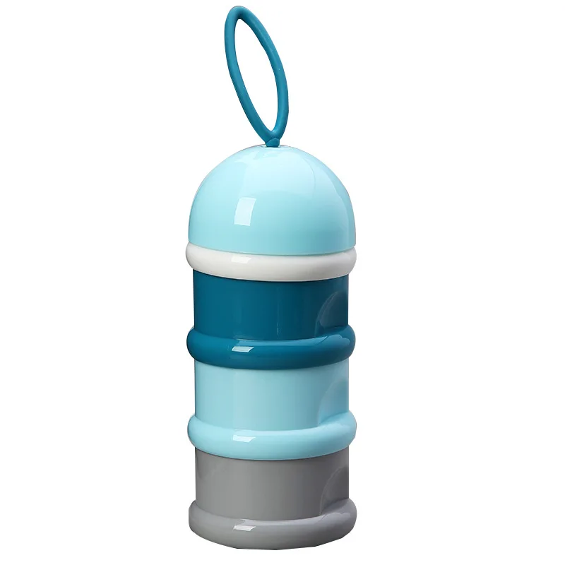 3 слоя лягушка стиль портативный ящик для хранения детского питания эфирные хлопья мультфильм сухое молоко коробки малышей Дети формула молоко Контейнер - Цвет: Blue-No Ear