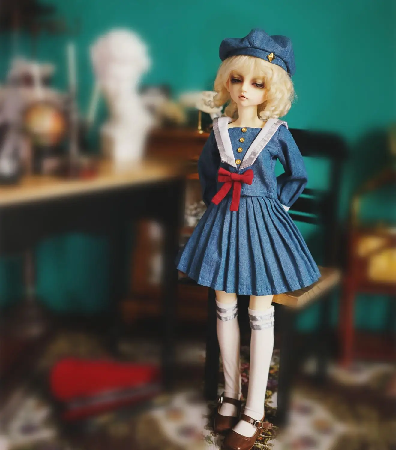 Модная Одежда для кукол, платье для кукол BJD 1/4 1/3 1/6, аксессуары для кукол, Морской стиль, студенческие платья для девочек, куклы