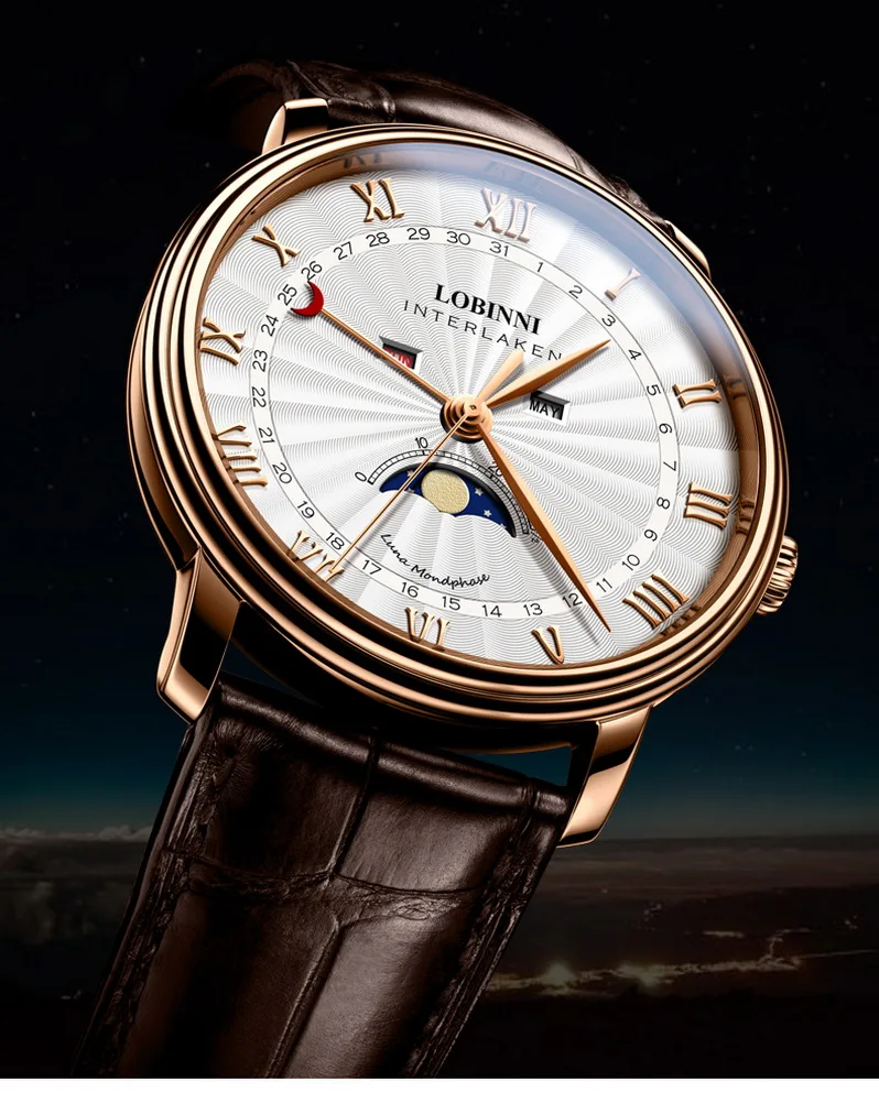 Men moonphase watch,mens luxury brand wrist watches man 