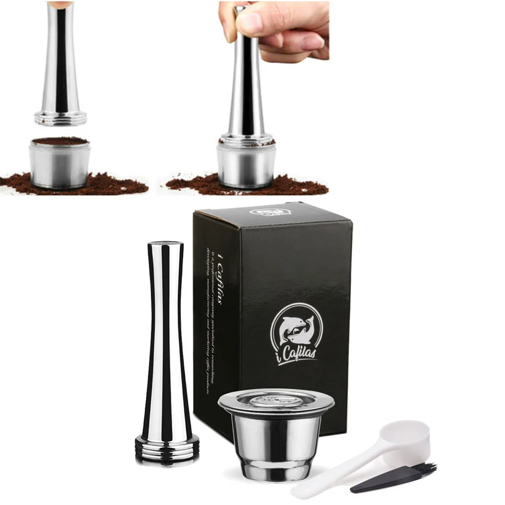 4 шт./компл. Кофе капсула для Nespresso многоразового использования 304 Нержавеющая сталь порошок молоток
