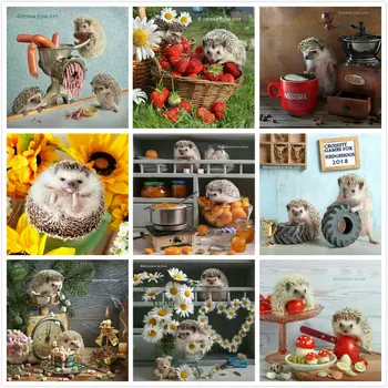 

Diy diamond painting Cross stitch kit 5D Diamond embroidery Hedgehog icon square rhinestone pasted painting Crafts Needlework
