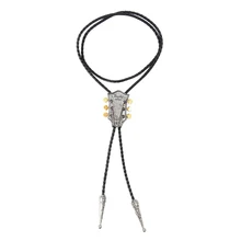 Повседневное свидание Кулон гитара прочный унисекс Мода из искусственной кожи Слайд клип повседневная одежда Винтаж Боло галстук аксессуары регулируемый