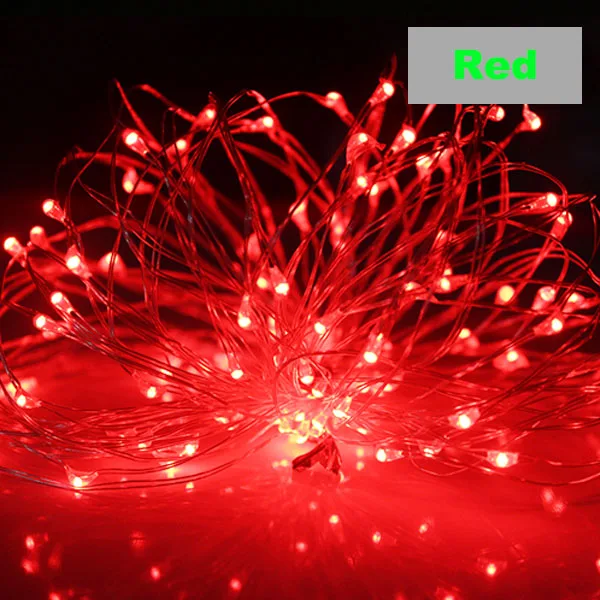 20 50 100 светодиодный светодиодная гирлянда на батарейке огни уличная гирлянда люсис привело decoracion серебряной проволоки для новогодних праздников, свадебной 9 видов цветов - Испускаемый цвет: red