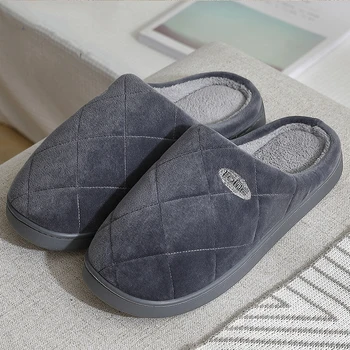 

Men's Slippers Gingham Suede Plush Slippers Non Slip Indoor Slippers Shoes Men Soft Slippers for Home Unisex Big Size 45-47