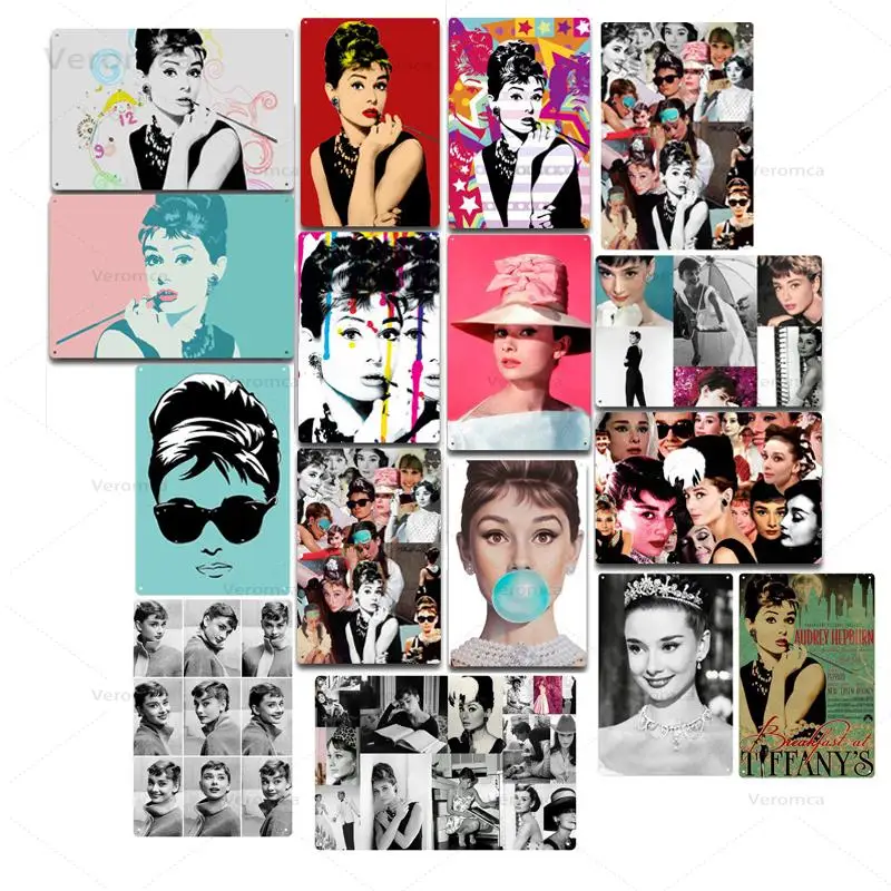 

Movie Star Metal Art Poster Hepburn Graffiti Iron Plaque Vintage Metal Tin Sign Retro Home Bar Bedroom Decoration Wall Decor