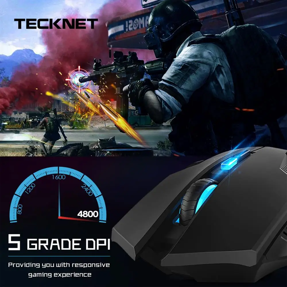 Online Ratones ergonómicos TeckNet ordenador óptico profesional ratón inalámbrico para juegos de 2,4 GHz con Nano receptor 8 Botones 4800 PPP avanzado