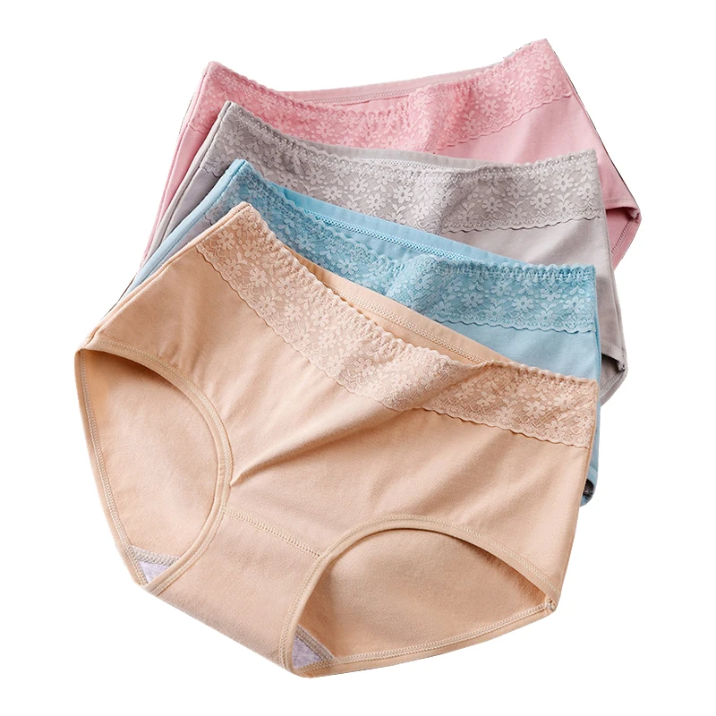 

2pcs Women's Cotton Brief sets Graphene Lace Underwear Solid Intimate Lingerie Ladies Beautiful Female Brazilian Panties