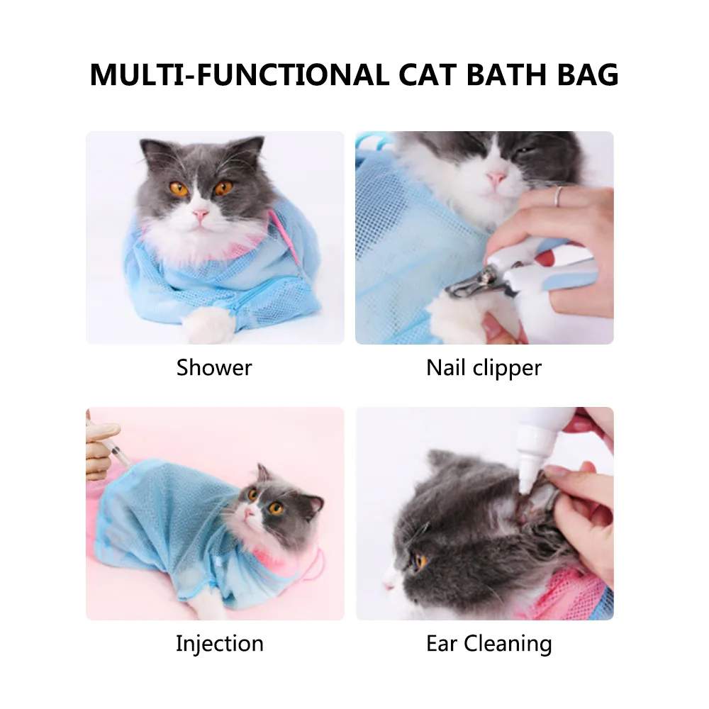 Upgrade Mesh Cat Grooming Bath Bag Cat Supplies Washing Bags For Pet Bathing Nail Trimming Injecting Anti Scratch Bite Restraint Upgrade Mesh Cat Grooming Bath Bag Cat Supplies Washing Bags For Pet Bathing Nail Trimming Injecting Anti Scratch Bite Restraint