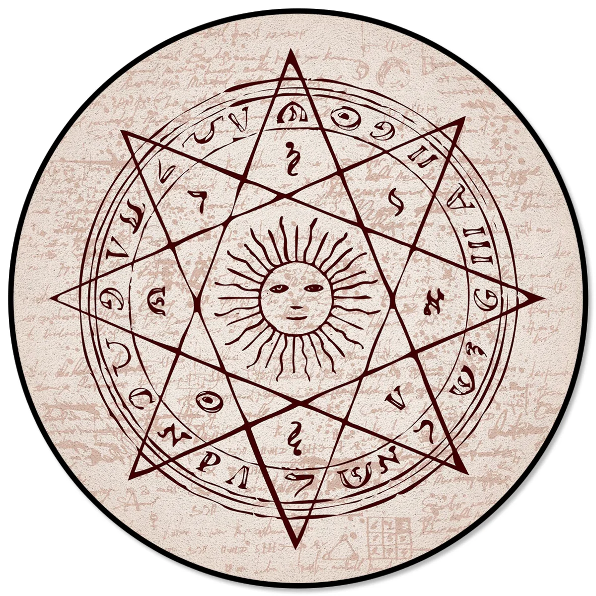 Modern Round Rug/Carpet Inverted Pentagram Theme 
