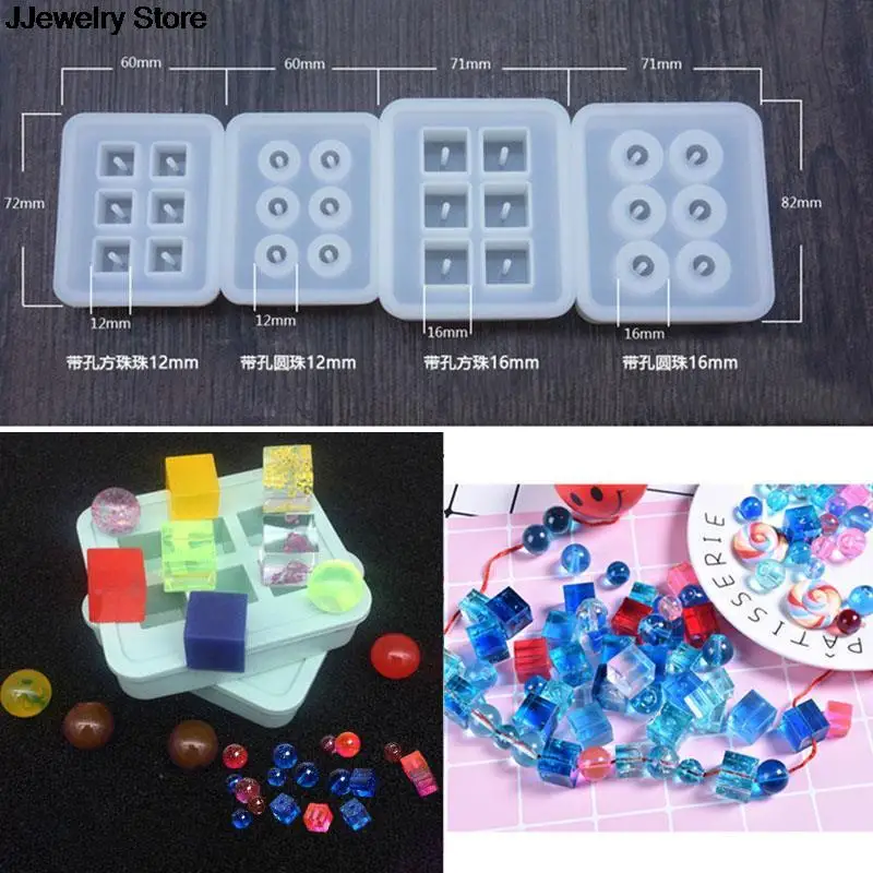 New 1pcs Silicone Uv Resin Diy Round Square Beads Diy Mold Jewelry