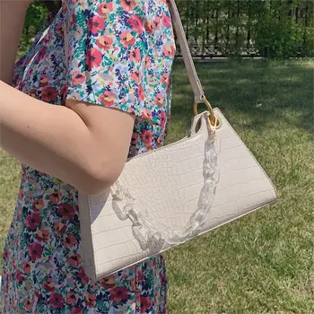 

Crocodile pattern Square Chain Tote bag 2020 New High-quality Leather Women's Designer Handbag Travel Shoulder Bags Armpit bag