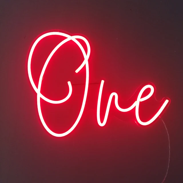 Birthday Custom Made  Number One Neon Sign Phrase Led Lights Party Wedding Wall Art Home Bar Light Personalized Decor red