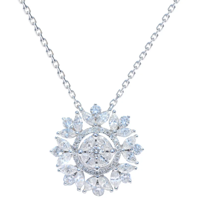 Классическое блестящее ожерелье с кулоном в виде Снежинки из кубического